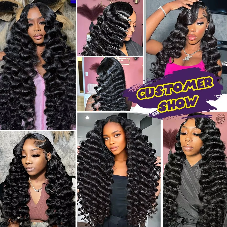 البرازيلي شعر بشري مجعد حزمة فضفاض موجة 3/4 قطعة حزم شعر ريمي 30 32 34 بوصة الطبيعية الأسود نسج وصلات شعر مزدوجة #6