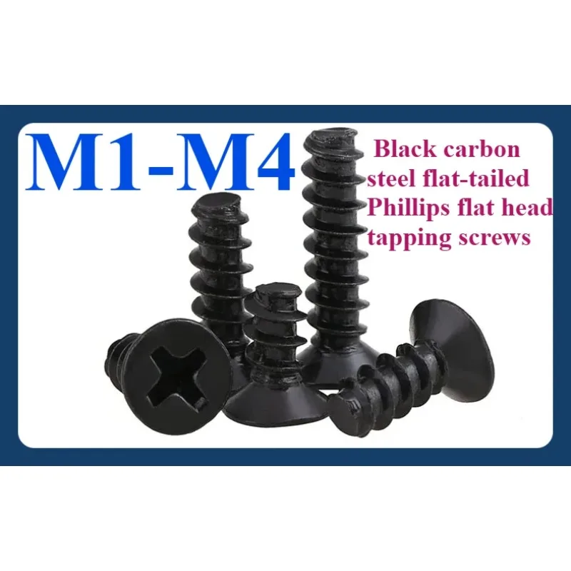 

M1-M4 Black carbon steel flat-tailed Phillips flat head tapping screws