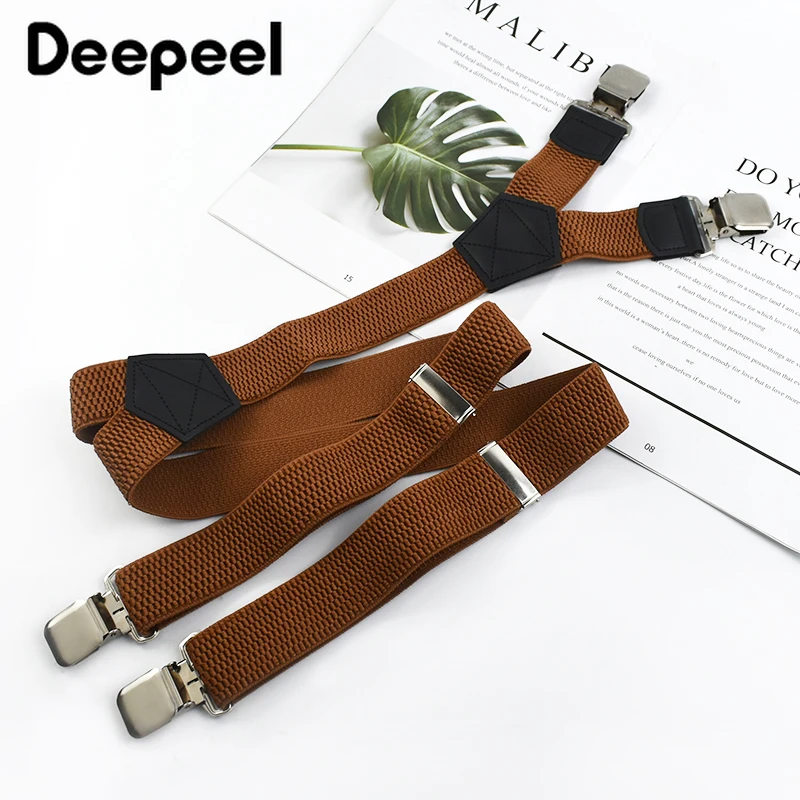 

1Pc Deepeel 38mm Wide Adult Men's Suspenders 4 Clips Elastic Strap Harness Man Braces Suspender for Pants Jockstrap Accessories