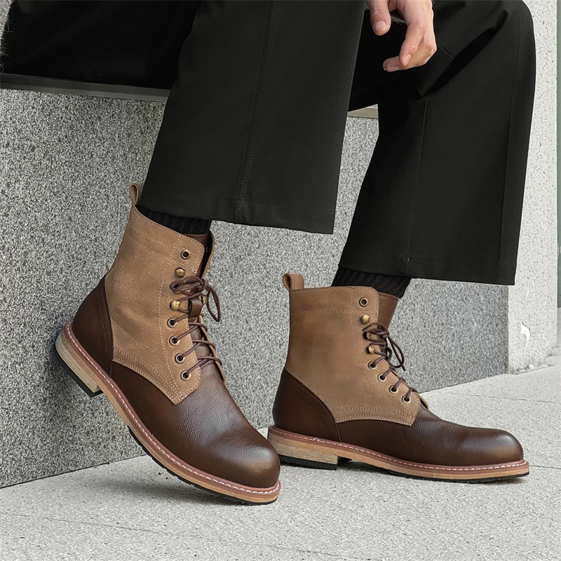 

High top men's boots Retro and fashionable British style Trendy Party Daily business or office Outdoor plus size shoes 38-46 Hot