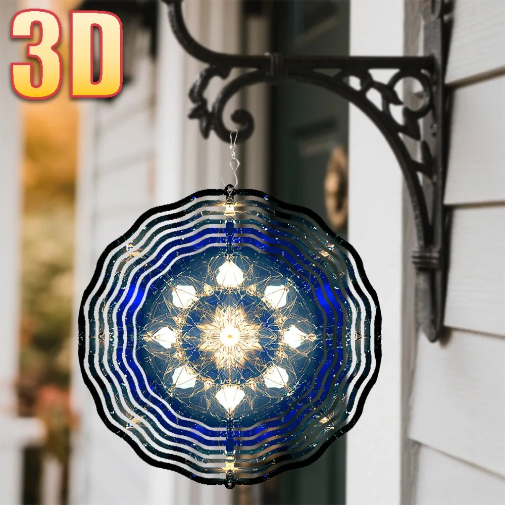 CIFbuy 3D Wind Chime Abstract Cosmic Kaleidoscope Design 360° Rotating Hook DIY Creative Hanging Decor for Home Garden
