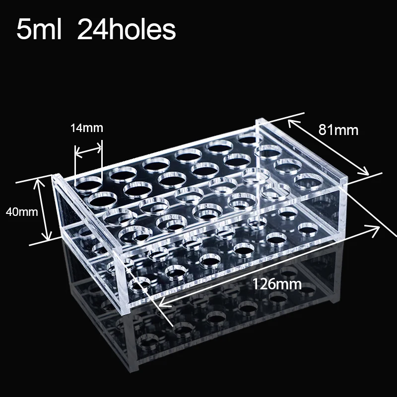 1.5ml/5ml/7-10ml/10-15ml/50ml Holder Organic Glass Test Tube Stand  8/24holes Vents Hole Diameter Plexiglass Centrifuge Tube Rac