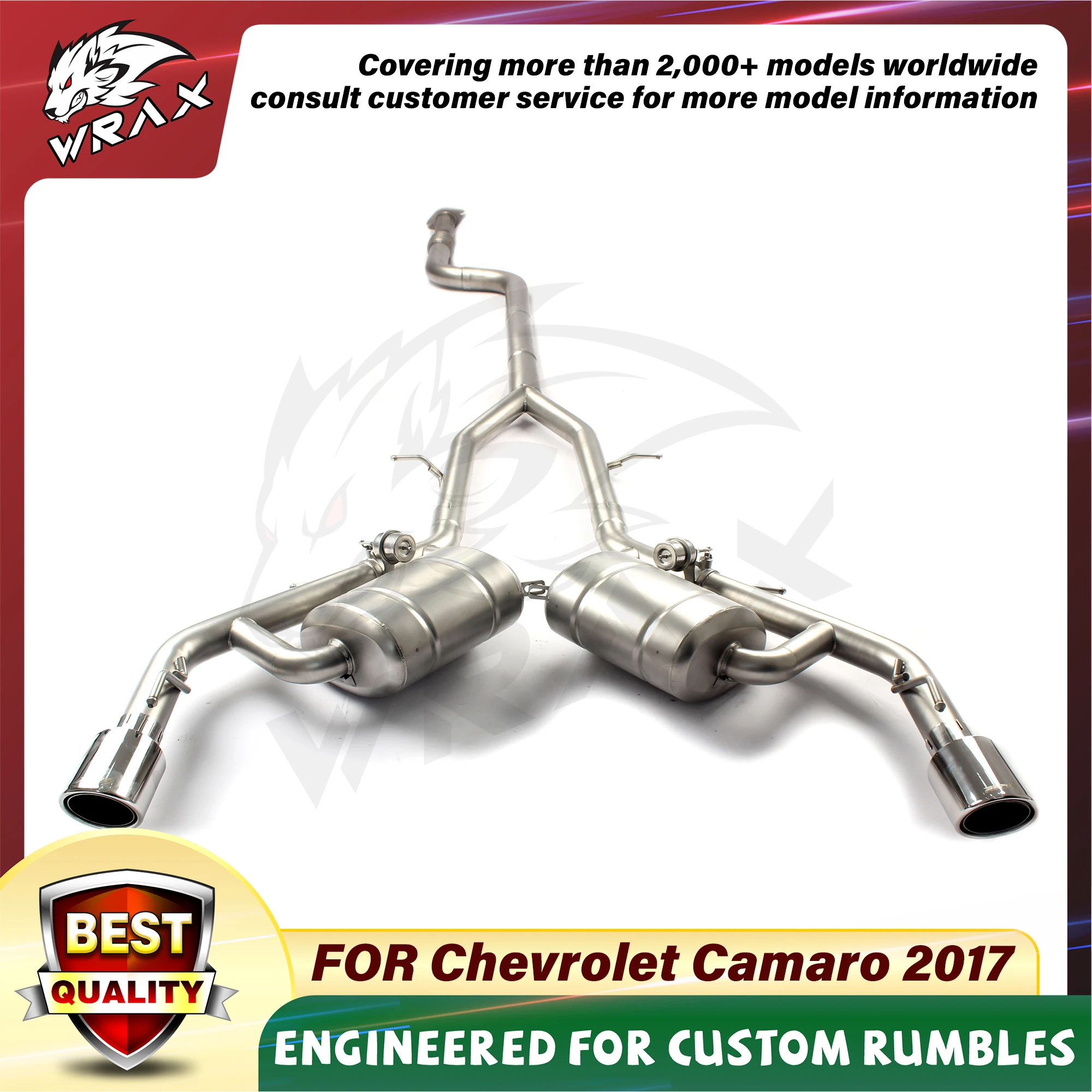

Выхлоп WRAX для Chevrolet Camaro 2017, выхлопные системы Catback из нержавеющей стали, хвостовой глушитель, устойчивый к коррозии