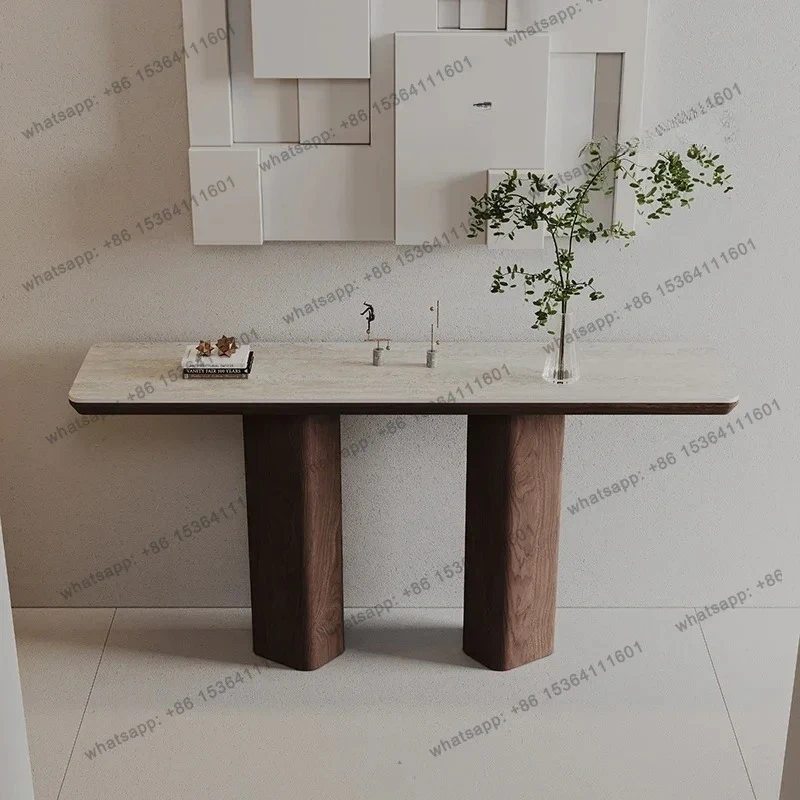 Travertine slate entrance table opposite the door corridor living room entrance table hotel aisle solid wood table