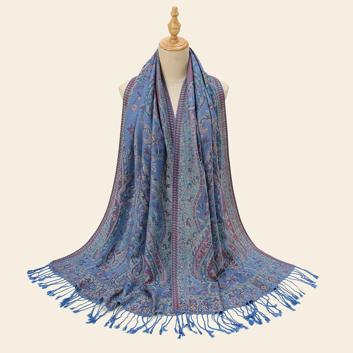 Retro Paisley Modal Shawl Wraps For Women Summer Elegant Long Shawl Pashmina With Tassel Vintage Fashion Stoles 185*70cm