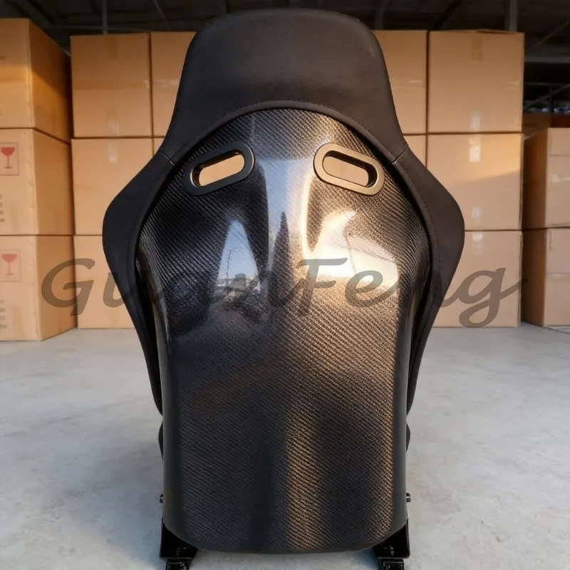 Hard‑Shell Fiberglass‑Carbon Fiber Racing Bucket Chair, Fixed Non‑Adjustable Racing Seat With Customizable Leather Inner Liner