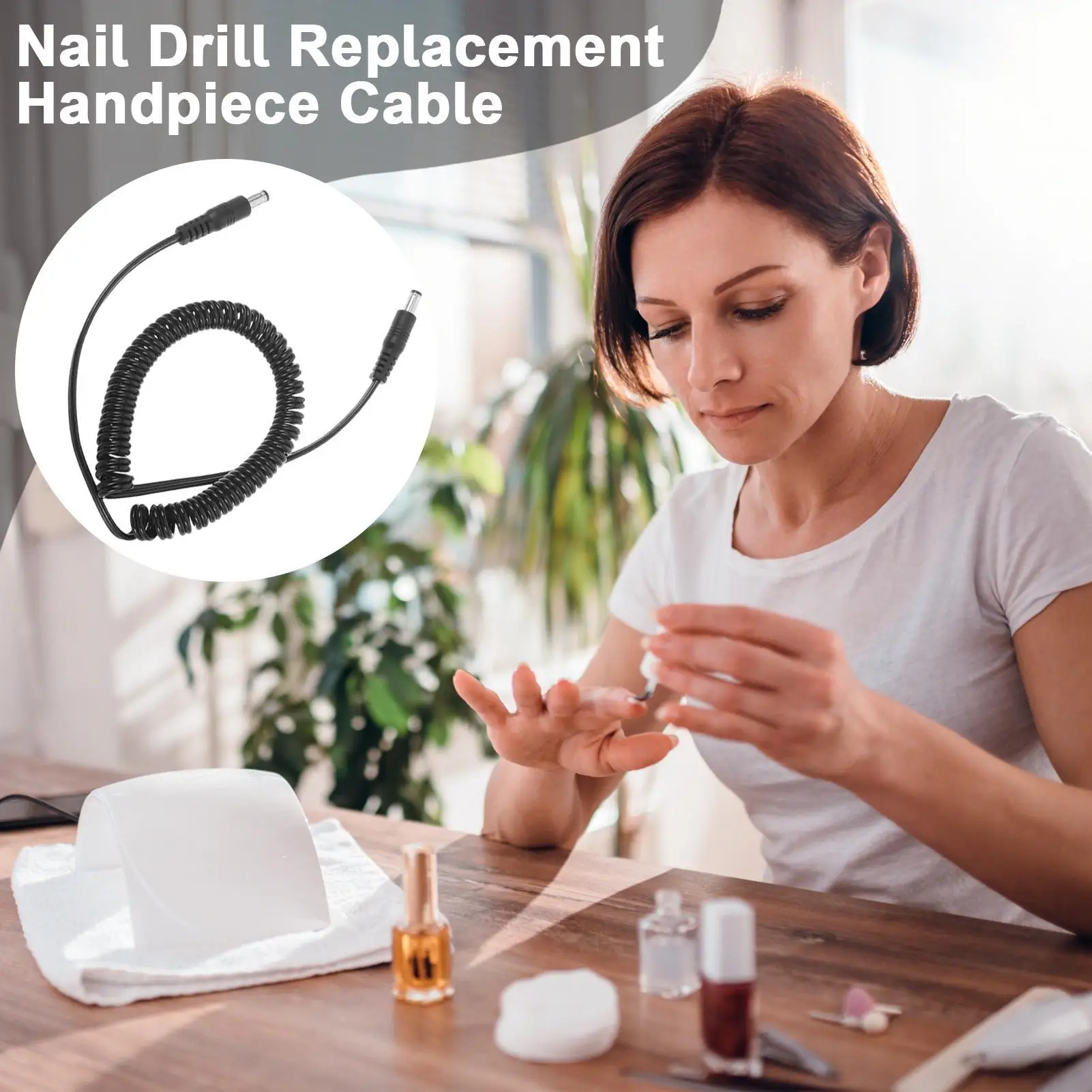 كابل توصيل لمقبض آلة تلميع الأظافر، منفذ تيار مستمر مزدوج الرأس، ملحقات العناية بالأظافر، كابل جهاز حفر الأظافر
