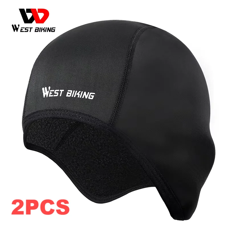 WEST BIKING 2pc Cycling Caps Winter Warm Fleece Hats Thermal Bicycle Cap Headwear Gorra Ciclismo Windproof Running Ski Bike Caps