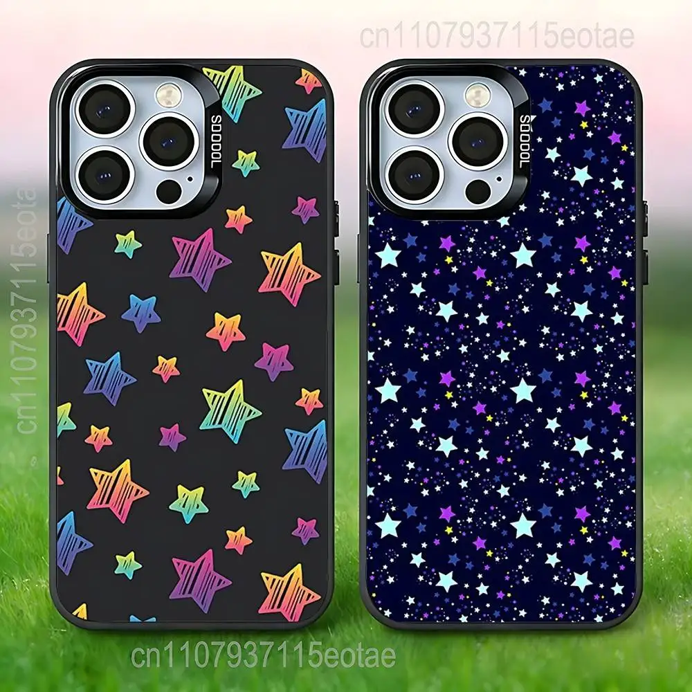 

Colorful Star dopamine Phone Case For iPhone 17,16,15,14,13,12,11,Pro,Max,Plus,E,Air,Mini Black IMD Cover