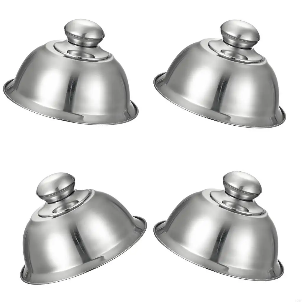 37ME Stainless Steel Grill Lid With Heat Resistant Handle Basting Cover Cheese Melting Dome Cover For Outdoor Cooking