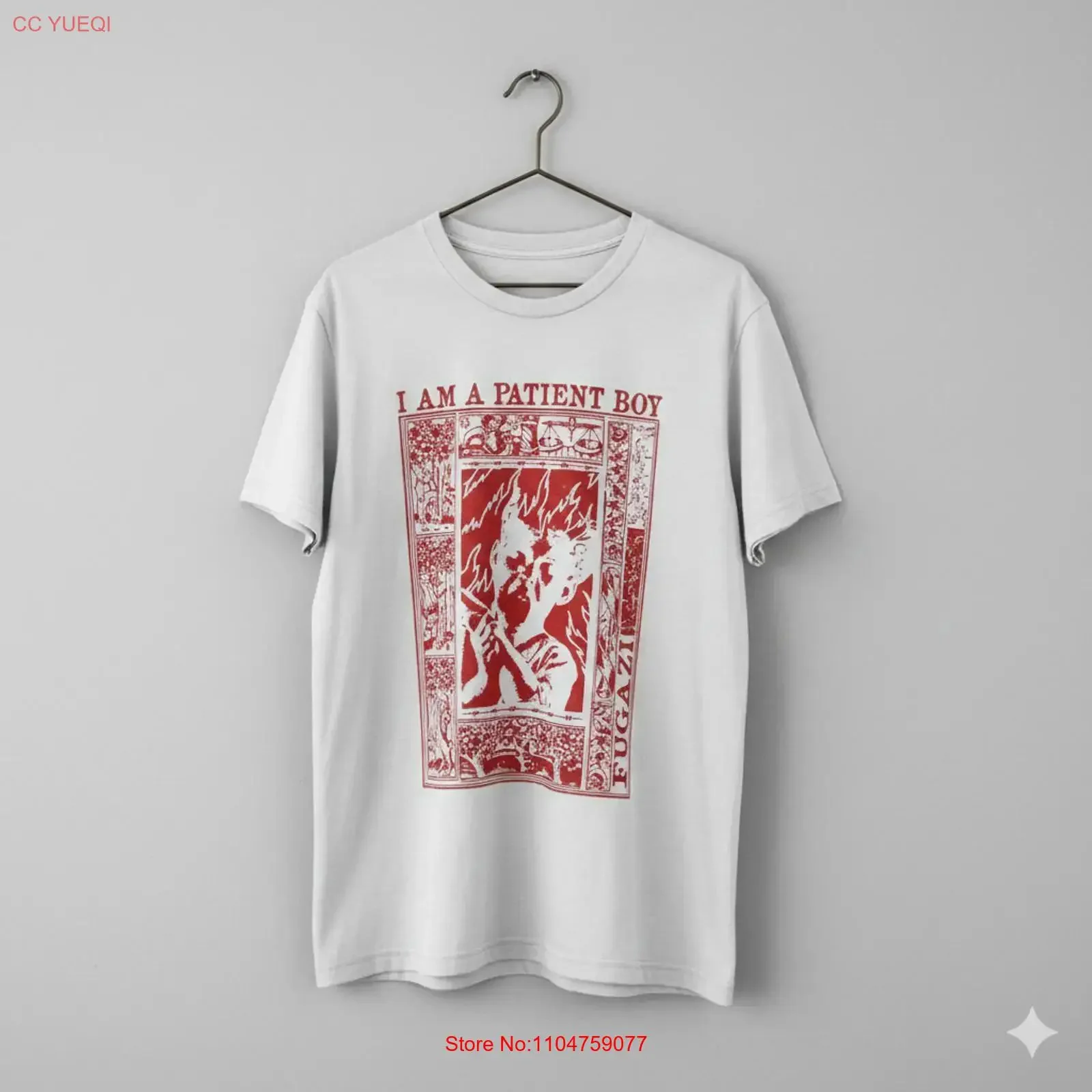 Fugazi I Am a Patient Boy T Shirt White Post Hardcore Punk T394 vintage Washed streetwear fashion Casual designer clothes