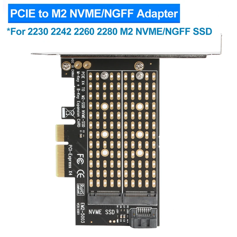 PCIE to M2/M.2 Adapter Add On Cards SATA M.2 SSD PCIE Adapter NVME/M2 PCIE Adapter SSD M2 to SATA PCI-E Card M Key +B Key cards