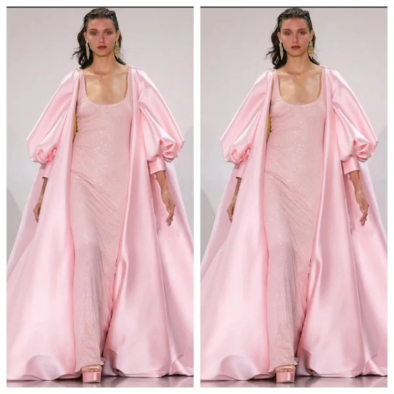 Pink Long Sleeves Wedding Jacket ,Long Cape,Satin Women Coat Chic,Charming Wrap custom color