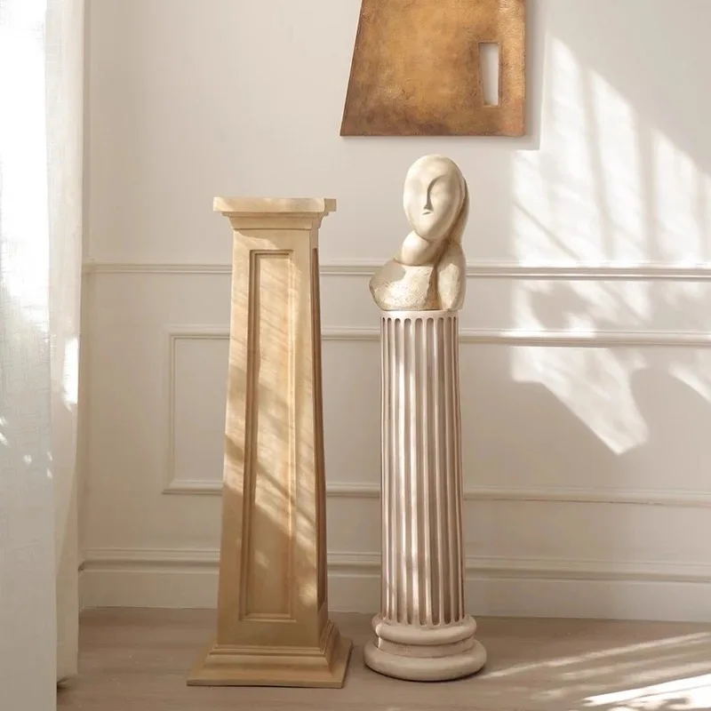 French medieval style living room European Roman column decoration sculpture table floor ornament