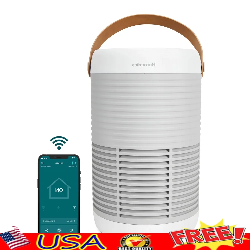 

Умный очиститель воздуха с поддержкой Wi-Fi, настоящая HEPA-фильтрация, фильтр с активированным углем, 3-в-1, удаление запаха, ароматерапия, использование в средних помещении