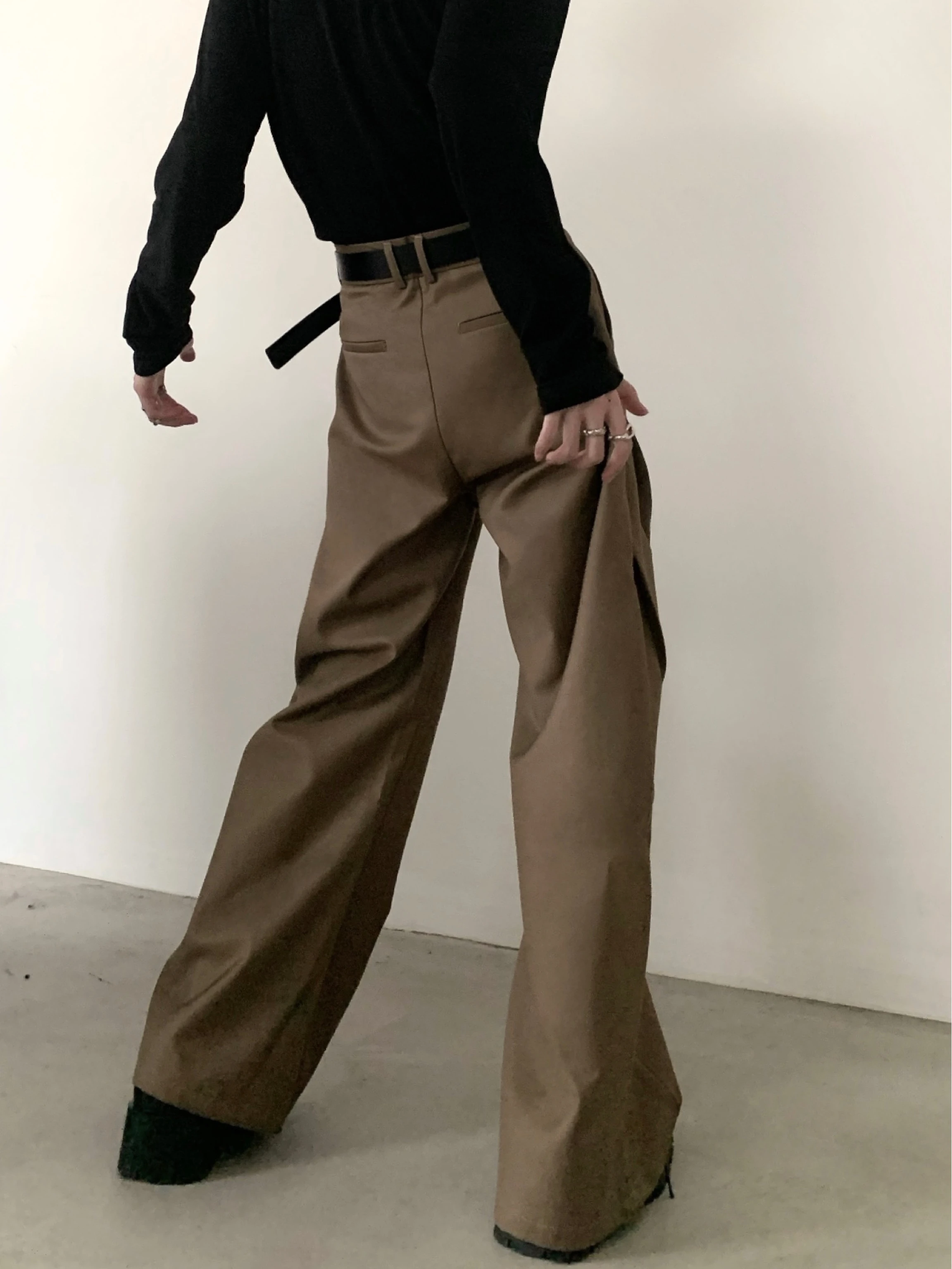 Autumn Mountain Wind Men's Wide Leg Pants Pleated Deconstructed Design High-End Sensation 3D Silhouette Casual Youth Style