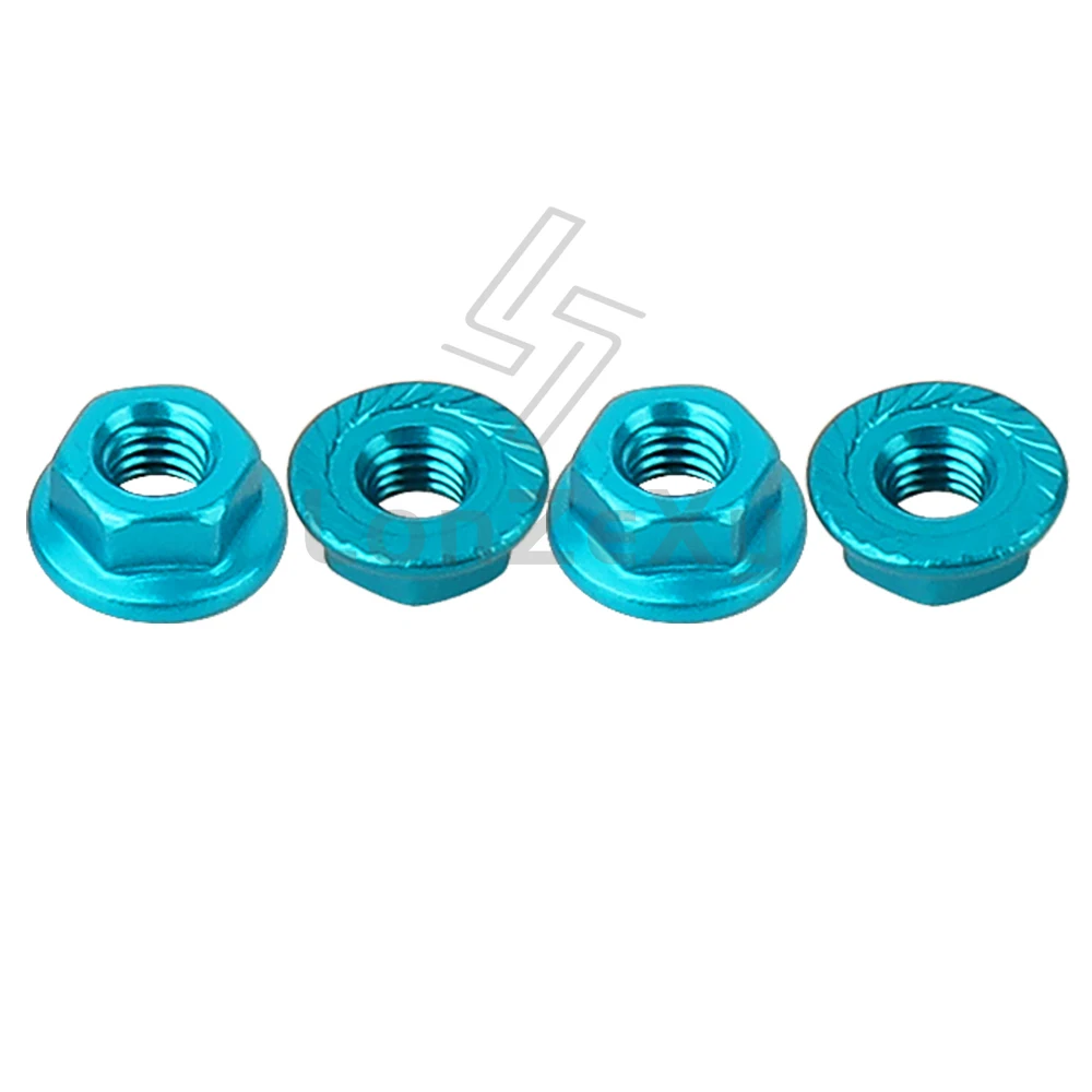 4/10p cnc Aluminium legierung Flansch Konter mutter m4 mehrfarbig für 1/10 1/14 rc Auto LKW Crawler Drift trx4 scx10 scania Universal teil – Detail 4