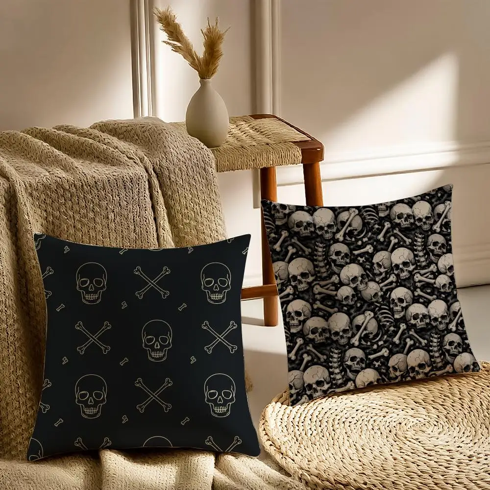 Halloween Skull Bones Pattern Cushion Cover Pillowcase Anti-dustmite living Room Sofa Decor Cushion Room