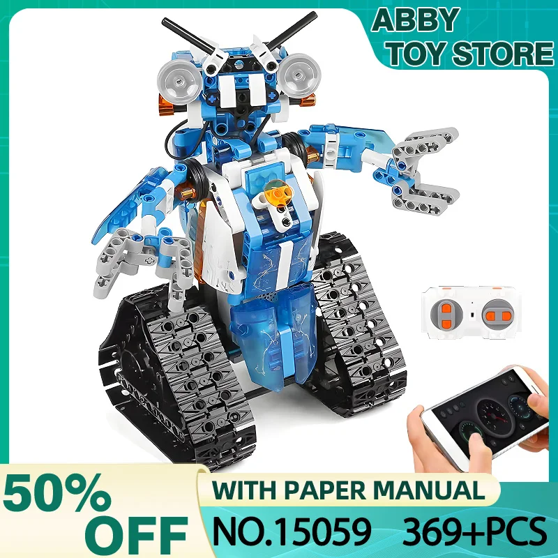 MOULD KING 15059 15078 MOC Technical Robot Toy The APP&RC Motorized Robot With Led Part Model Building Blocks Kid Christmas Gift