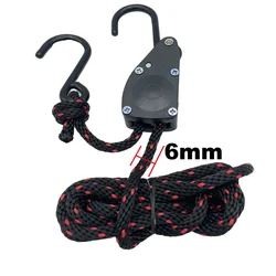 6mm 2/3/5m Outdoor Camping Tent Tie Down Rope Heavy Duty Tightener Fastening Wind Rope Buckle Pulley Ratchet Awning Rope Hook