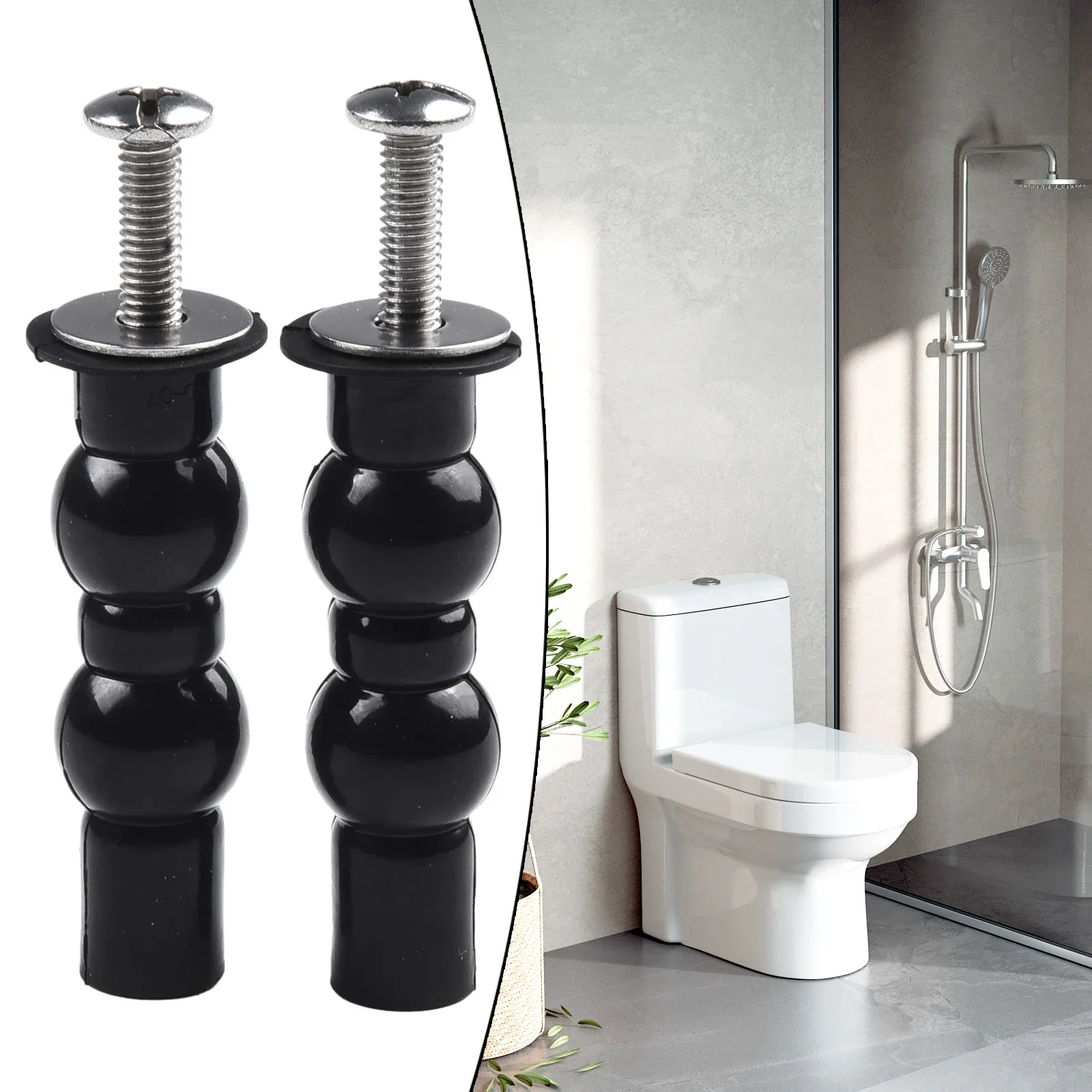 Toilet Hinge Screw Set 2 Pack Expanding Rubber Bolt Top Nuts Compatible Effective Replacement for Old Broken Hinges