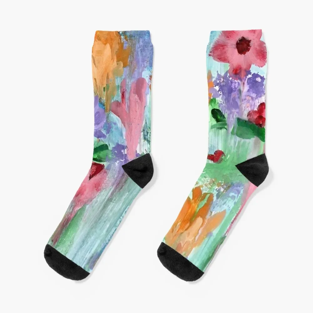 

Monet's Garden - calm, cool, dream, flowers, rain, water, fresh Socks Lots Run Women Socks Men's