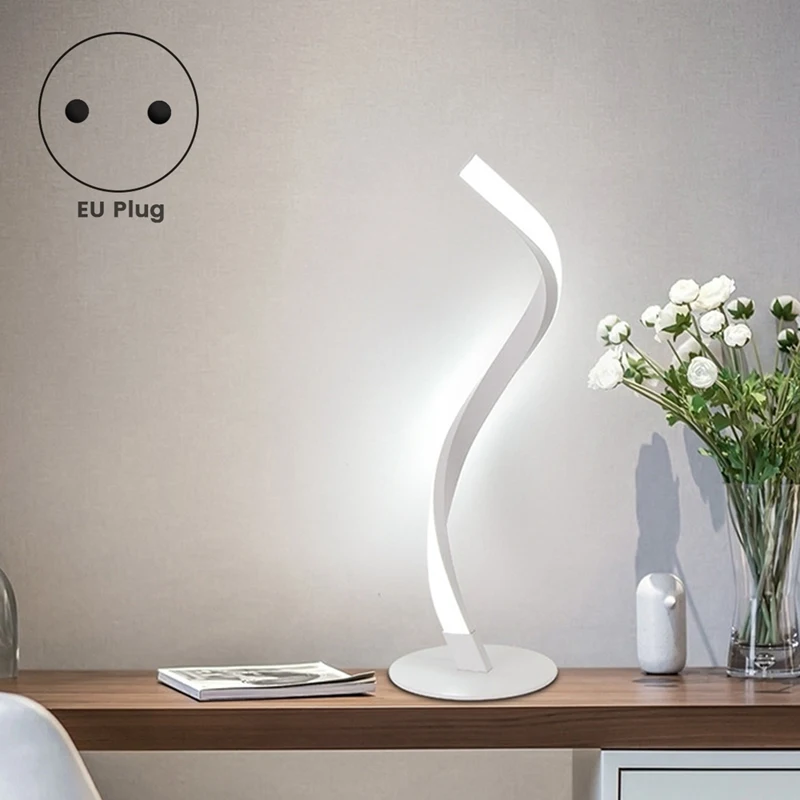 LED Personality Spiral Lighting Lamp Simple Reading Table Lamp Plug And Play Bedside Lamp For Bedroom Restaurant