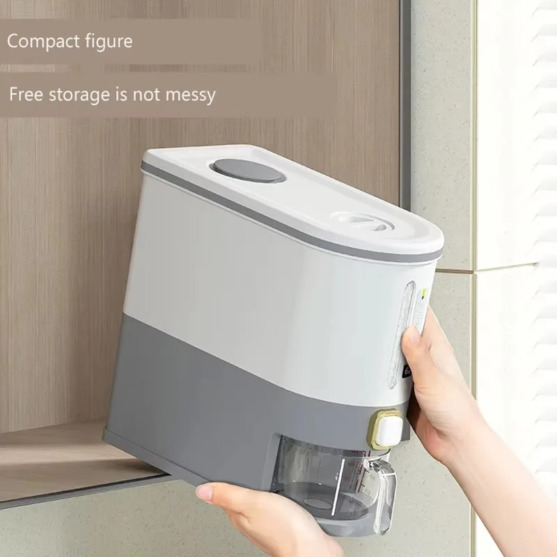 Kitchen Rice Bucket Insect Proof Seal 10kg  6 kg Household Rice Storage Box Cylinder Edible Grade Press Automatic Rice Out