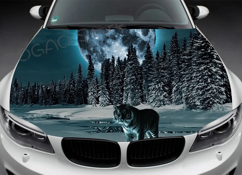 Tiger Car Hood Decal, Vinyl, Sticker, Abstract  Cool, Graphic, Wrap Decal, Truck Decal, Truck Graphic, Bonnet Decal