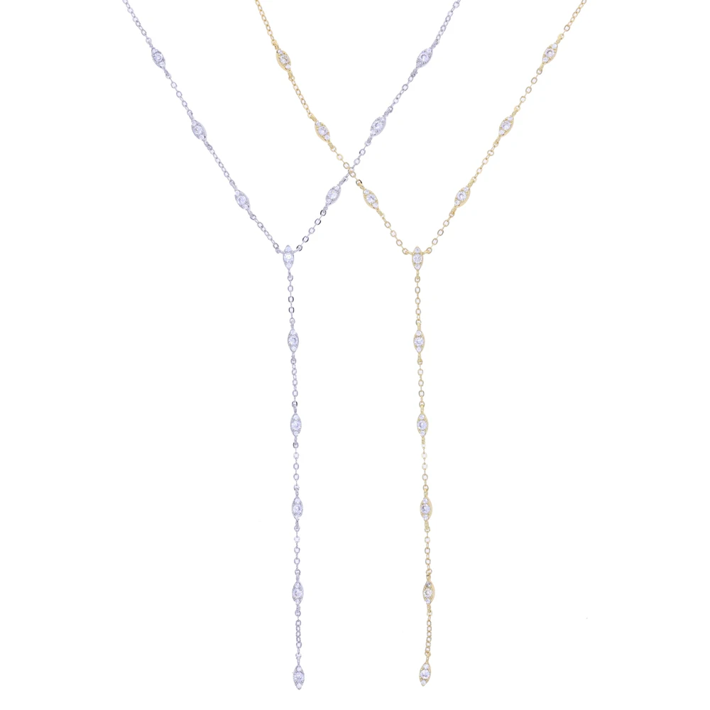 Micro Paved CZ Cute Lovey Eye Charm Link Chain Sexy Women Long Y Lariat Necklace 2025 New