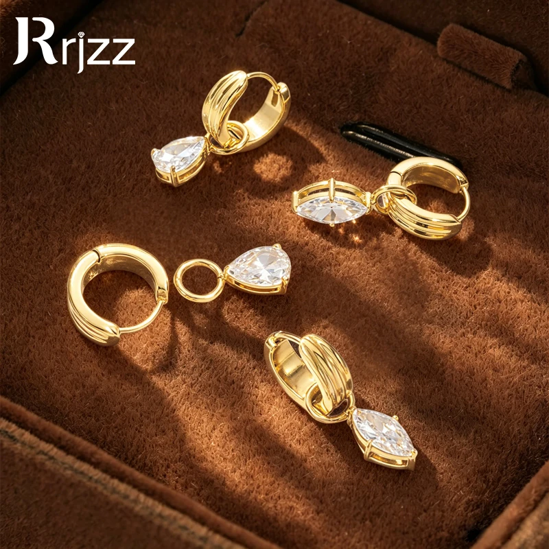 Серьги-подвески Rrjzz с асимметричными вертикальными полосами из муассанита маркизной огранки 5x10 мм и циркония грушевидной огранки 6x9 мм для женщин