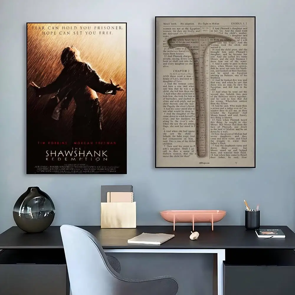 80s Movie Shawshank Redemption  Movie Sticky Posters Retro Kraft Paper Sticker DIY Room Bar Cafe Aesthetic Art Wall Painting