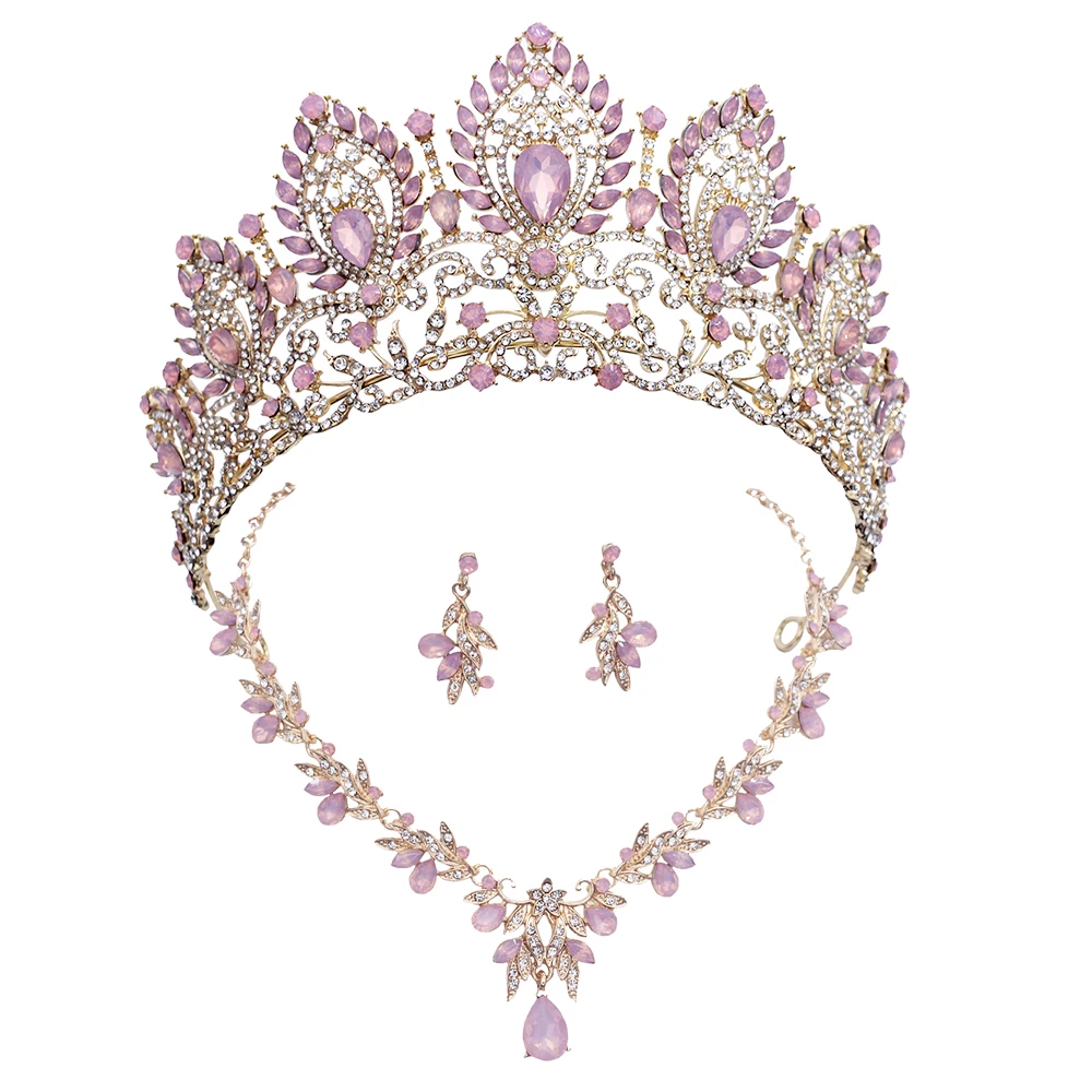 Princess Crown Bridal Jewelry Set Rhinestone Tiara and  display picture 3