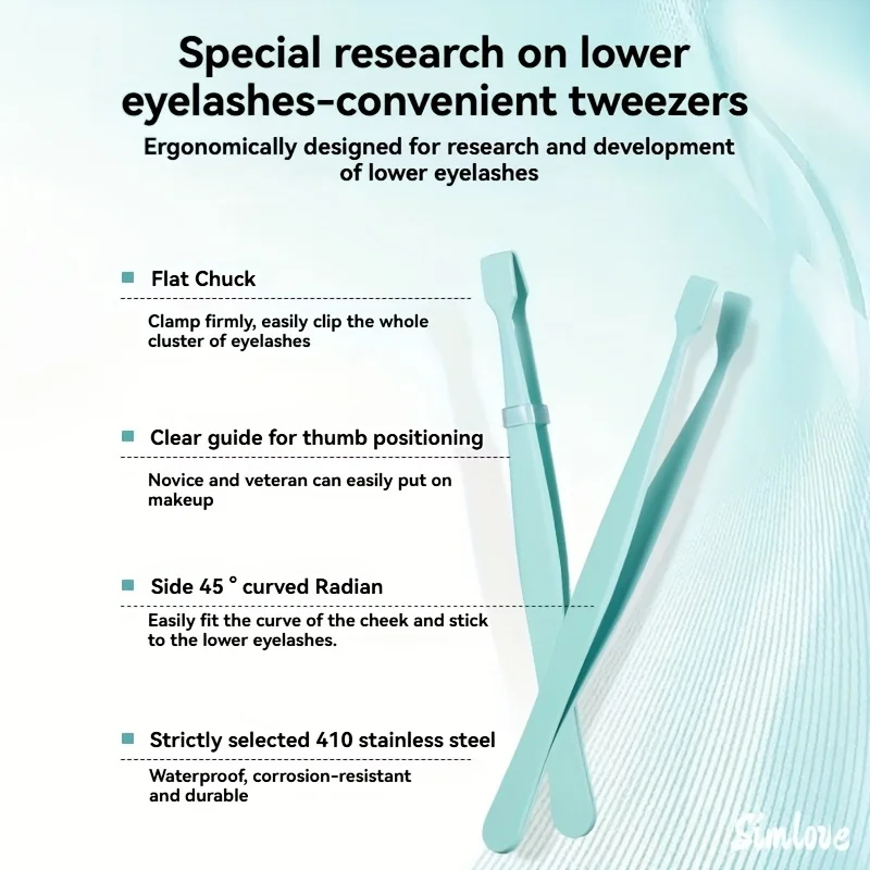 Stainless Steel Tweezers for Lower Eyelashes Extensions Flat Head Design Beginner Friendly Lash Extension Tool Eyelash Tweezers