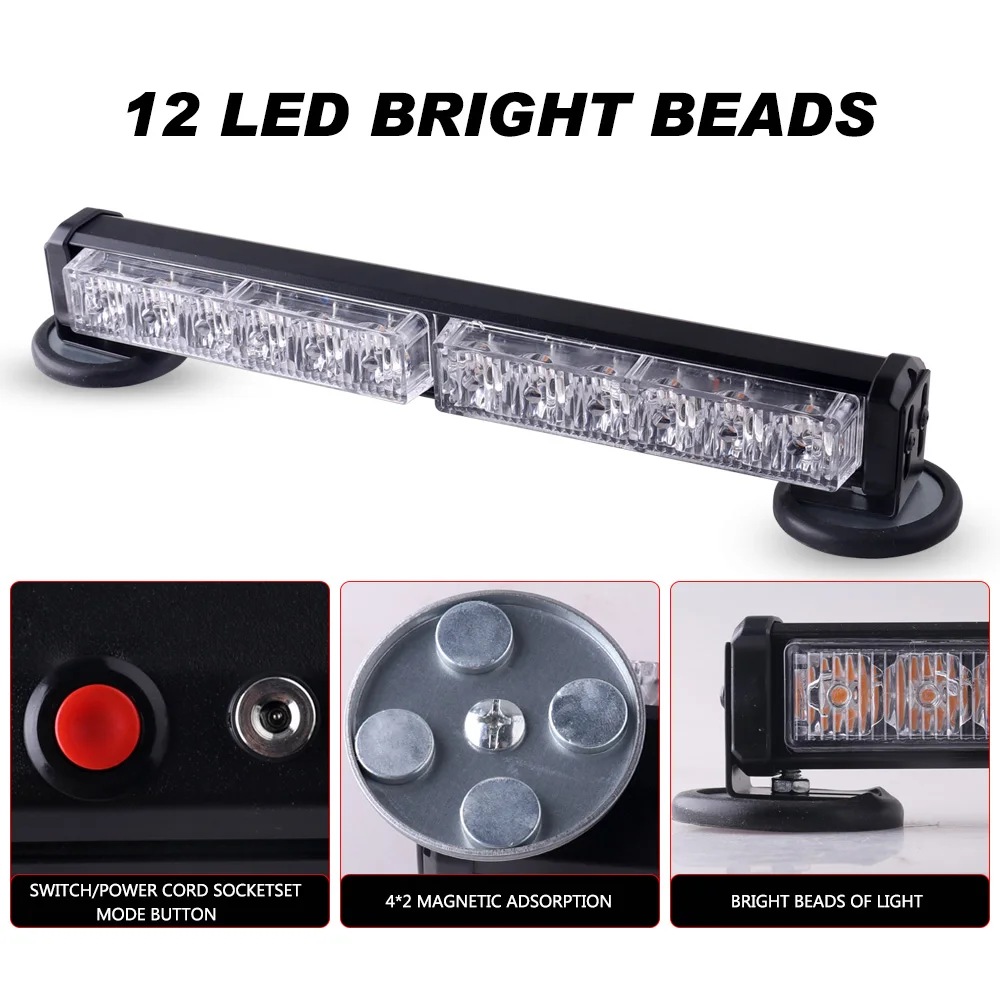 Barre lumineuse stroboscopique LED haute puissance, 16 modes de flash, étanche, lumière ambre iodée d'urgence pour camion, sécurité routière, 316, 2 pièces