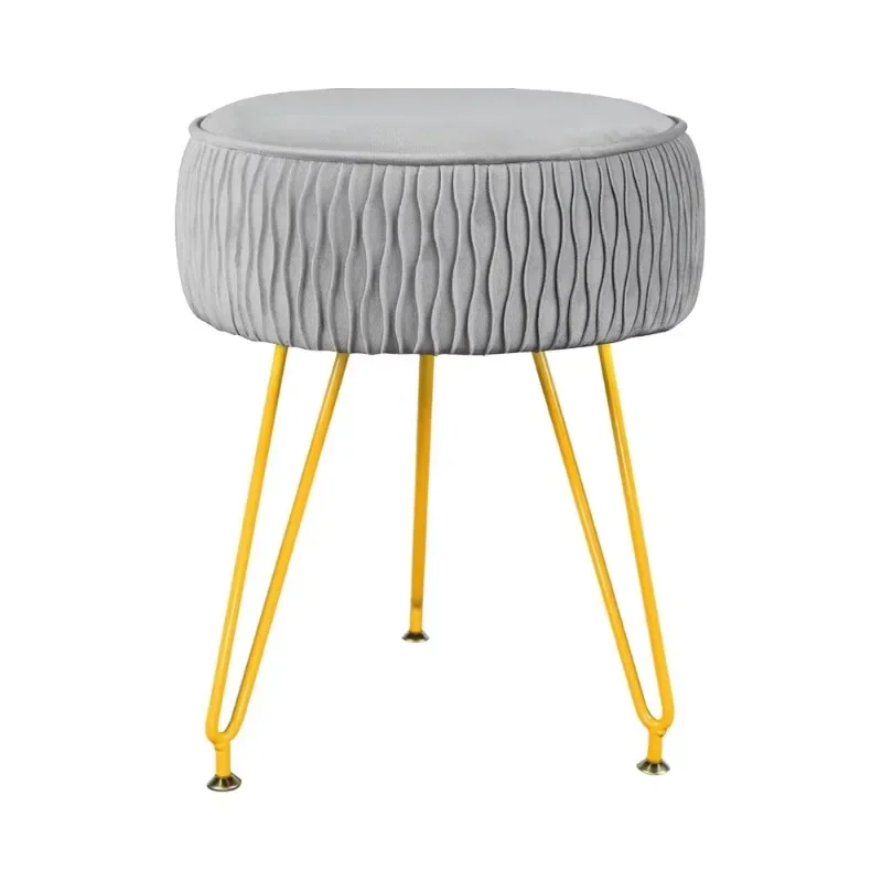 Golden Metal Legs Velvet Ottoman - Bedroom Living Room Hotel Multipurpose Ottoman
