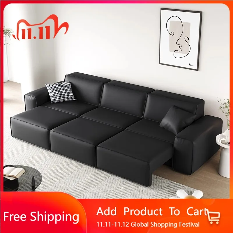 

Leather Luxury Trendy Sofa Aesthetics Modern Living Room Italian Minimalist Sofas Multifunctional Hallway Divano Furniture