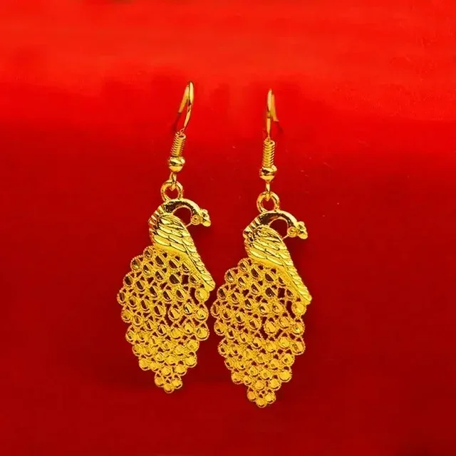 

High quality gold womens 24k real gold earrings 999 rich temperament AU750 three-dimensional love earrings womens jewelry