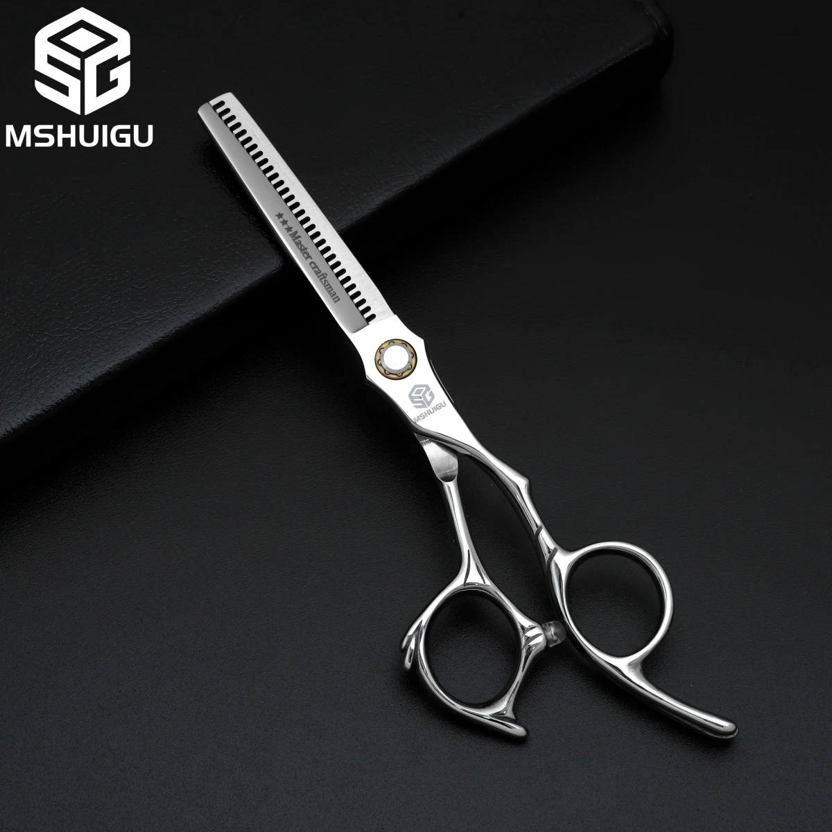 MSHUIGU Professional Barber Scissors Set Reverse Blade Multifunctional Thinning Shears 440C 6 Inch for Families and Salons