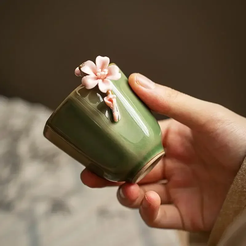 Ceramic Retro Master Cup Single Cup Handmade Pinch Flower Ceramic Dedicated Personal Kung Fu Tea Set Tea Teacup Bowl