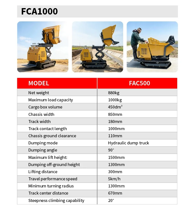 Euro 5 Hydraulischer Mini-Dumper CE-Standard 500 kg Ladekapazität Kleiner Kipper für Landwirtschaft und Gartenbau – Detail 4
