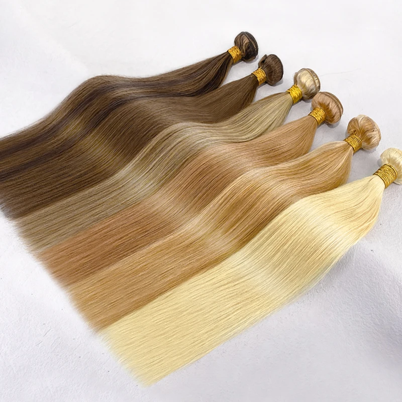 Blonde Straight Hair Bundles Peruvian Remy Human Hair 1/3pcs Extension Honey Blonde Bundles 10-24 Inches