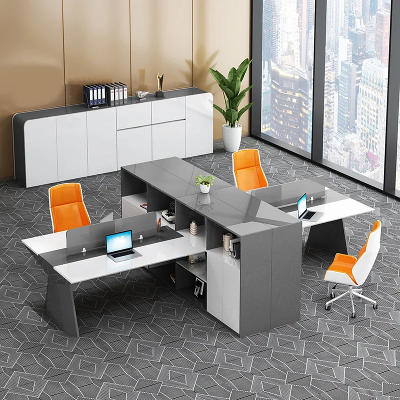 Painting simple modern staff desk work space screen 2/4/6 staff desk and chair combination desk card space