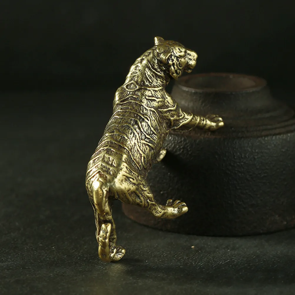 Brass Tiger Ornament Sturdy Retro Animals Decoration Rustic Zodiac Tiger Craft Desktop Office Home Brass Animals Decoration