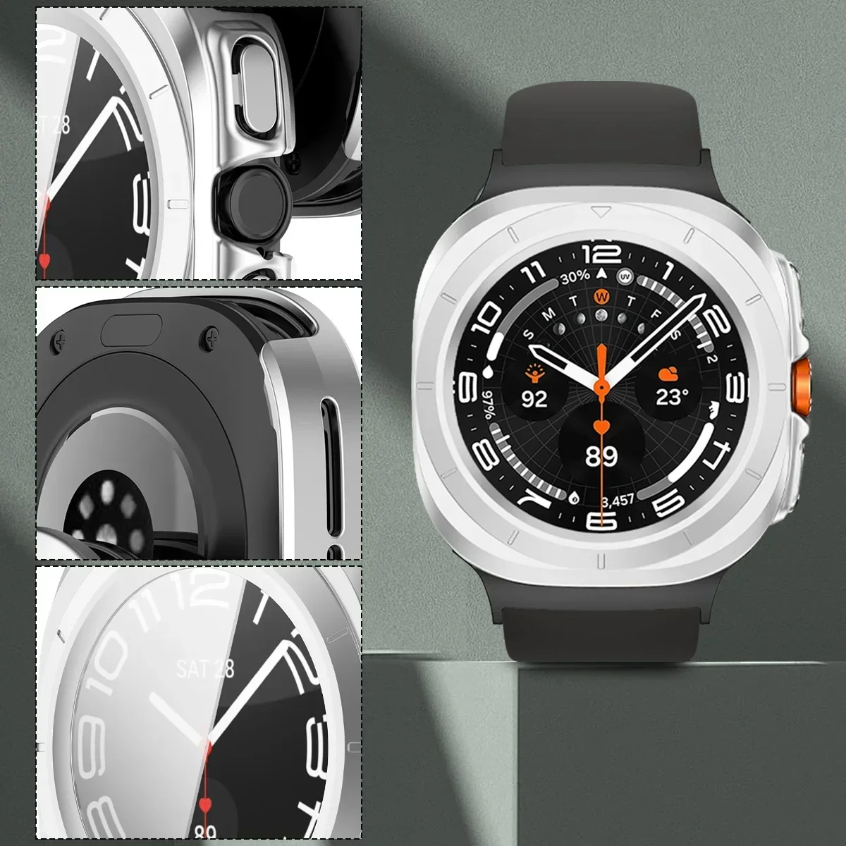 강화 유리 커버 + 삼성 갤럭시 시계 울트라 47mm 실리콘 스트랩 갤럭시 시계 울트라 47mm 밴드 보호 케이스