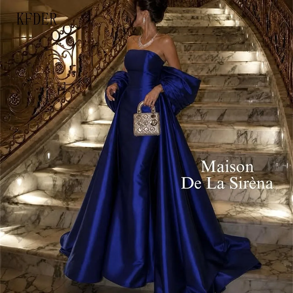 Royal Blue A Line Prom Gown Women Customized Satin Formal Dress Party Saudi Evening Dress Women Special Occasion Dress