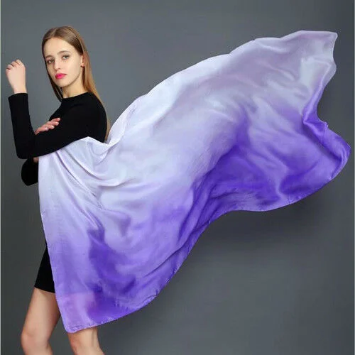 

110*190Cm Colorful Gradient Women Silk Scarf Shawl Belly Dance Waving Scarf Veil