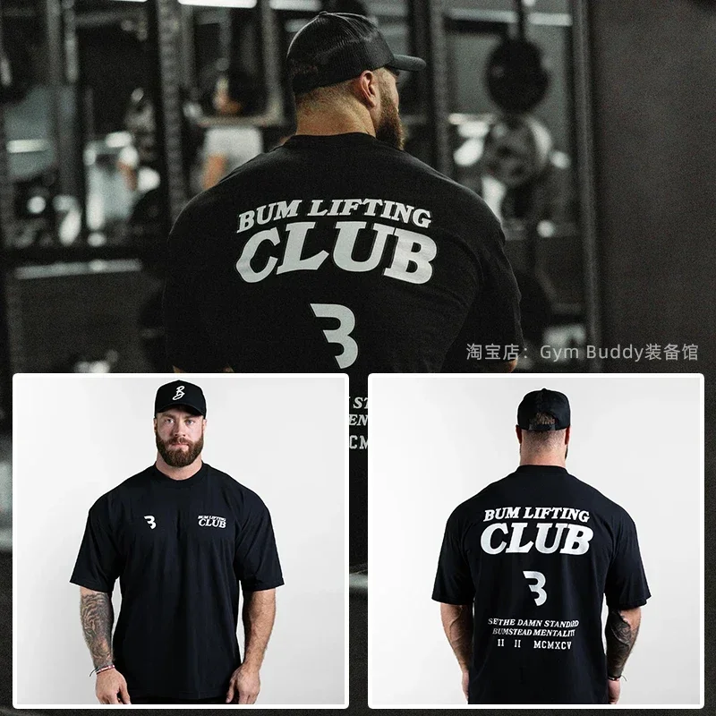تي شيرت CBUM Chris Fitness كبير تي شيرت فضفاض من القطن بأكمام قصيرة للرجال بأكمام ربع أمريكية رياضية للسيدات نصف كم