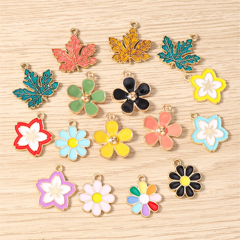 10 Stück Niedliche Bunte Emaille-Blumen-Anhänger für Ohrringe, Halsketten, Armbänder, DIY-Handwerk, Schmuckherstellung und Zubehör – Detail 2