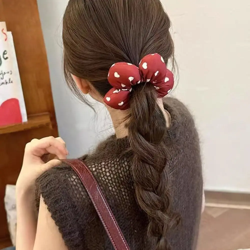 Sweet Filled Cotton Flower Scrunchie Elastic Oversized Plaid Hair Ropes Handmade Ponytail Decorative Hairband Hair Accessories